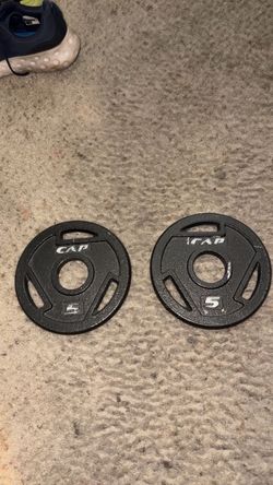 CAP Barbell Black 2-Inch Olympic Grip Plate, 5-Pounds, Pair Weight Plates 5 LBs