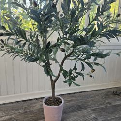 (190)
Olive Tree 5ft, Artificial Olive Tree with White Pot-