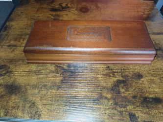 Vintage Wooden Box - Set of 2 Playing Card Decks & 5 Dice