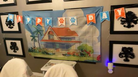 Puppy Party Beach House Photo Backdrop And Banner 