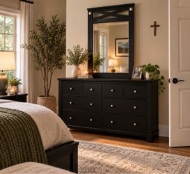 Black Dresser with Mirror – Beautiful Bedroom Piece