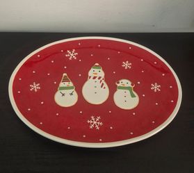 Hallmark Snowmen & Snowflakes Oval Christmas Cookie Serving Platter