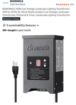 150W Low Voltage Landscape Lighting Transformer, 120V to 12/15V AC, Metal Shield, Outdoor Low Voltage Landscape Transformer, Photocell & Timer, Landsc