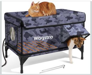 Wagstro Heated Cat House Outdoor Insulated Feral Cat Shelter 25.6” Camo