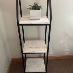 Marble Bathroom Shelf Organizer With Plant