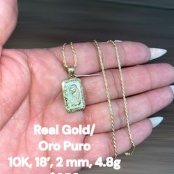 10K Gold Rope Chain & Lady Fortuna 