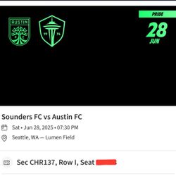 Two Tix Under Face Value Parking Included! Sounders vs Austin