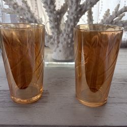 Pair of Depression Marigold Carnival Glass Tumblers
