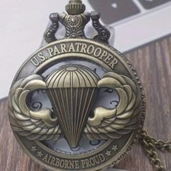 Vintage Style Paratrooper Quartz pocket watch Brand New Gift Unisex