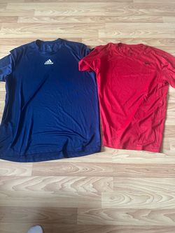 adidas + Nike Dri-FIT Men’s L Blue/Red SS Crew Neck Wicking Tee *Both* *New*