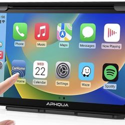 APHQUA A3 Portable Wireless Dash Mount Apple CarPlay and Android Auto Car Radio Stereo with Detachable Sunshade, 7 inch Touch Screen Display with Blue