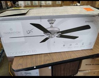 Fanimation Edgewood 60" Indoor/Outdoor Ceiling Fan In Brushed Nickel With Walnut Colored blades