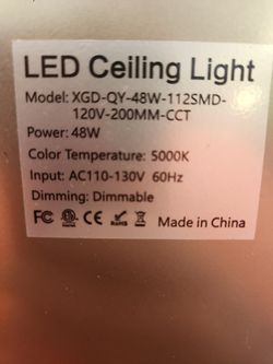 NEW LED Ceiling Light 48W 5000K – Bright White – Dimmable – 2 Available – $40 each