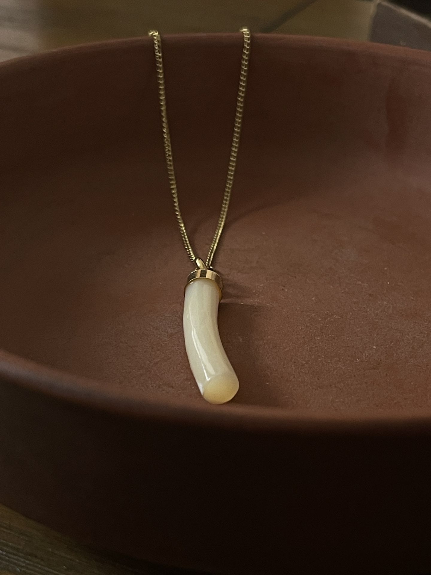 Imitation Tooth Pendant With Gold Color Cap