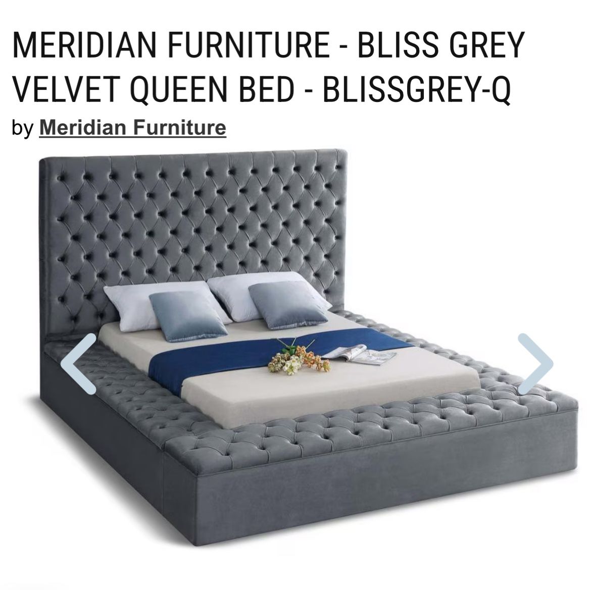 Grey Queen Size Bed, 3 Piece Sectional & Mirrored Dresser