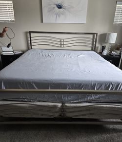 Premium quality California size bed frame with box springs