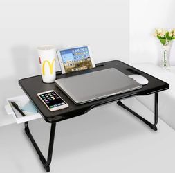 Mesa de Cama Auxiliar para Ordenador Portátil Negra