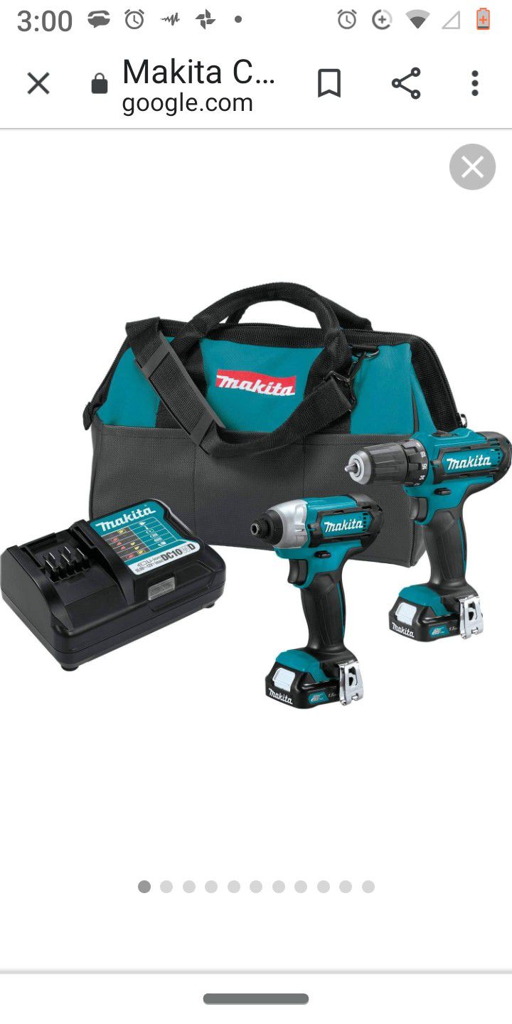 Makita 12v combo kit w/drill and impact,2 batteries and a charger