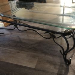 Cute   Rod Iron And Glass Coffee Table