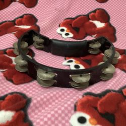 Rhythm Tech Pro Series Moon Shaped Tambourine With 32 Steel Jingles Black 