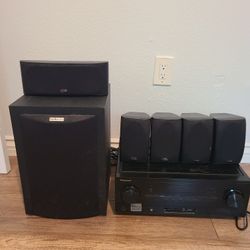Sound System. Receiver And Subwoofer. 