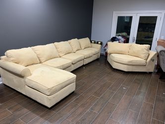 Tan Suede Sectional Couch