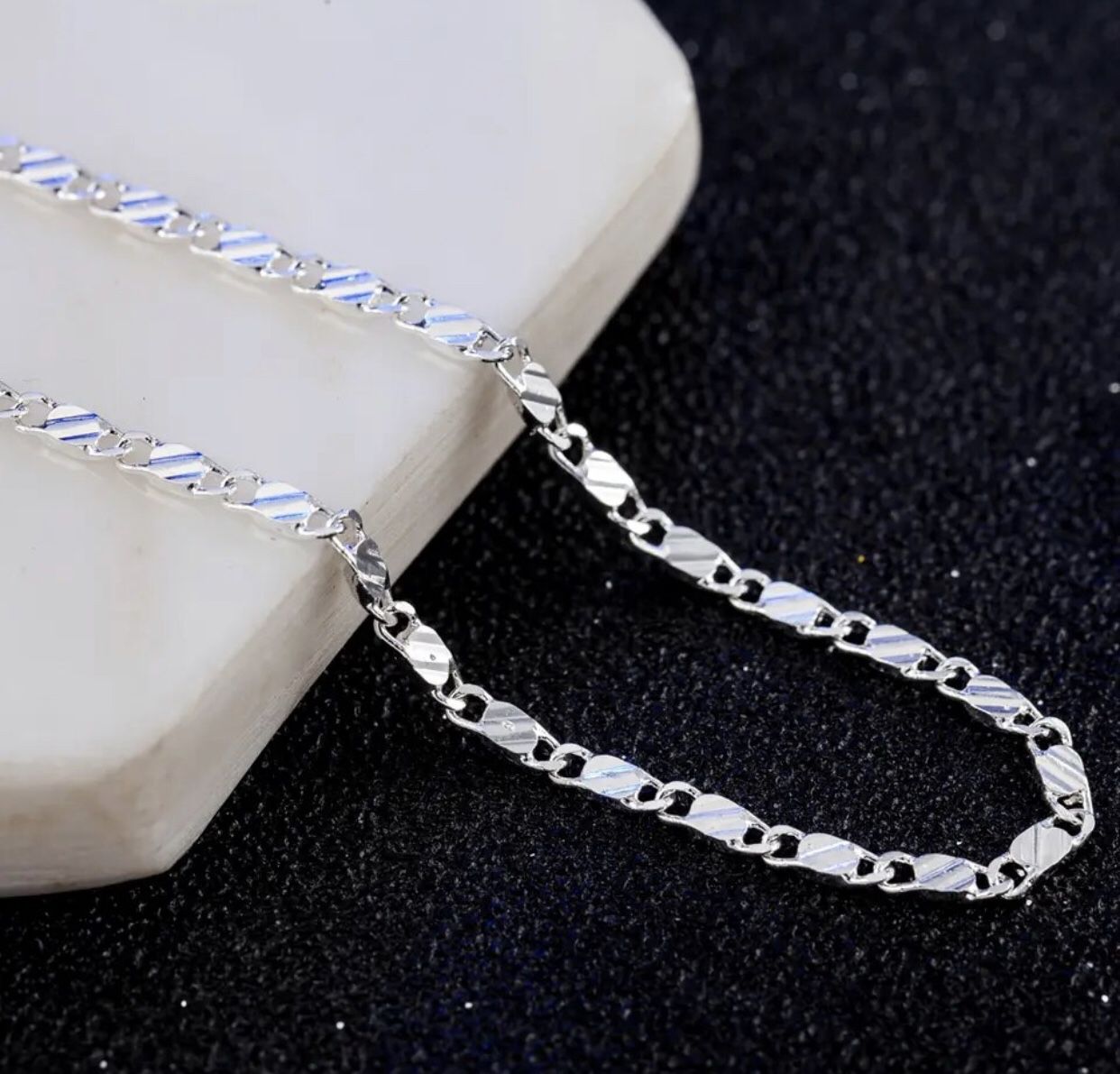 20” Flat Sterling Silver Necklace 