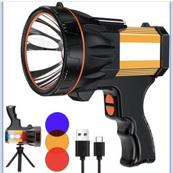 8 Modes 1000000 Spotlight Energy Saving Function, More Than 60 Hour Standby Time LED Flashlight, 360° Adjustable Tripod and IPX68 Waterproof for Campi