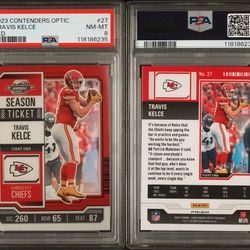 2023 CONTENDERS OPTIC KANSAS CITY CHIEFS TRAVIS KELCE RED #/175 PSA 8