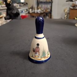 Mexican Tonala Bell 🔔  Handcrafted & Hand-painted In Mexico Of Stoneware, Folk Art W/Traditional Mexican Scenes 4"H