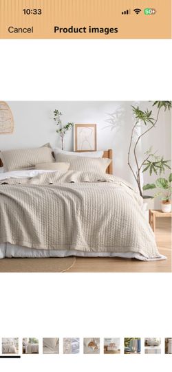 Bedsure Quilts Queen Size - Queen Quilt Bedding Set Bedspread Coverlet Comforter, Lightweight Neutral Striped Bedding, 3-Piece Set with 90"x96" Coverl