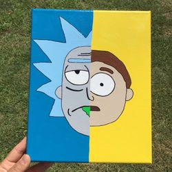Hand Painted Rick And Morty Painting Rick Morty Character Figure Collectibles Wall Art Acrylic Canvas Artwork Home Room Decor