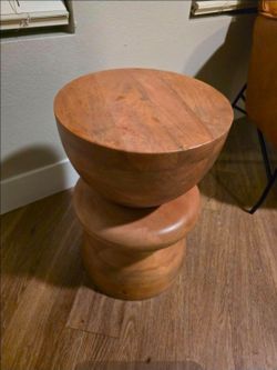 Hourglass teak end table