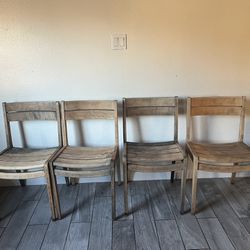 4 Cottage Core Wooden Chairs