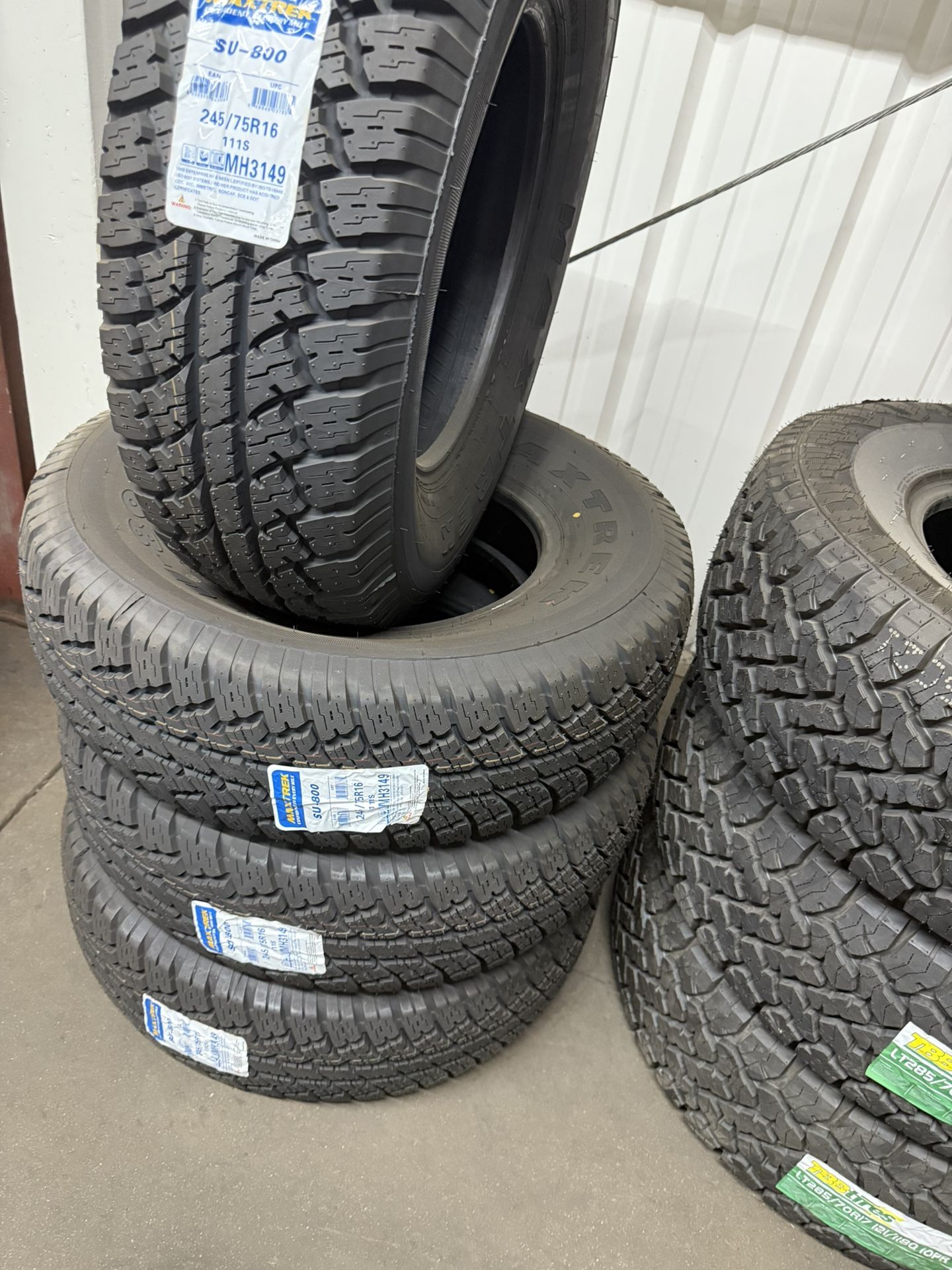 BRAND NEW TIRES 245/75r16 MAXTREK ALL TERRAIN FOR SALE SET OF 4 TIRES $439 WITH INSTALLATION AND BALANCING