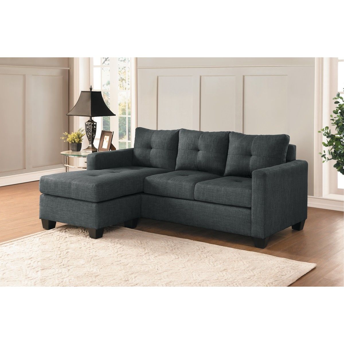 Brand new 78" x 58" reversible dark grey sectional