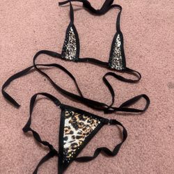 New One Size Cheetah Leopard Bikini Lingerie Set 