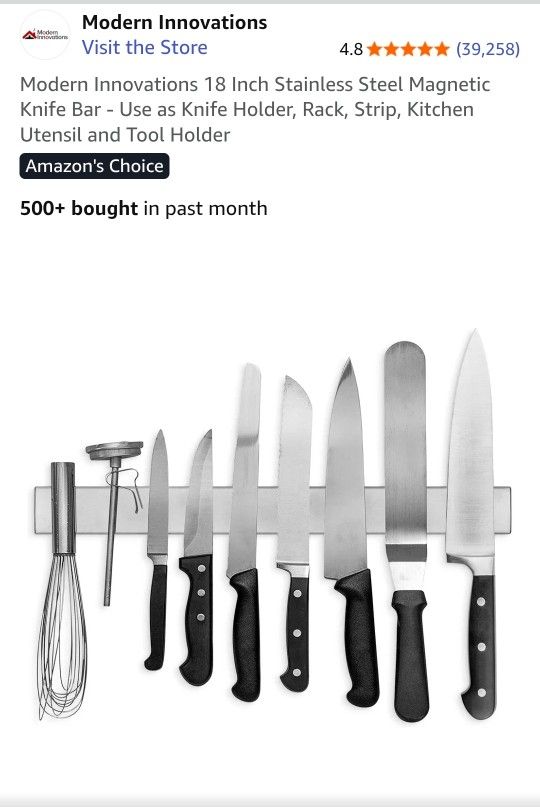 18" Steel Magnetic Knife Bar
