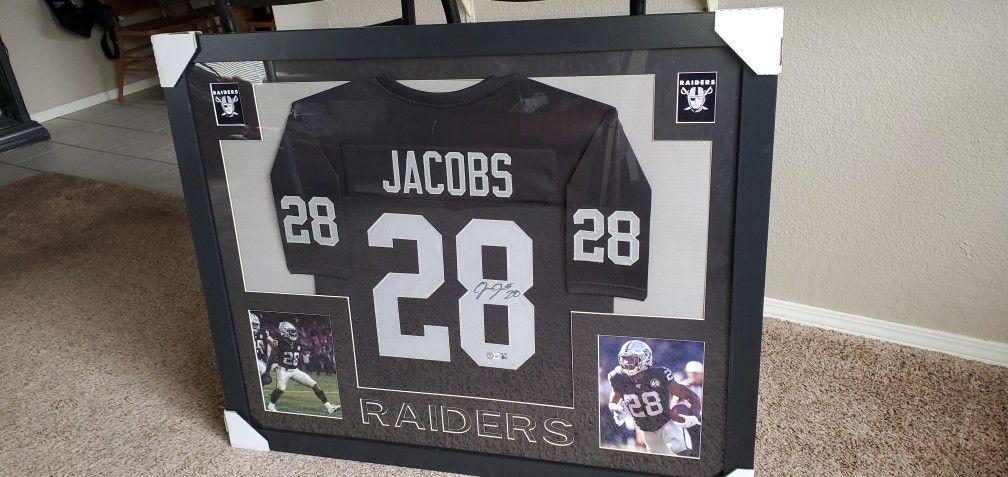 Las Vegas Raiders Autographed Josh Jacob's Jersey Frame 