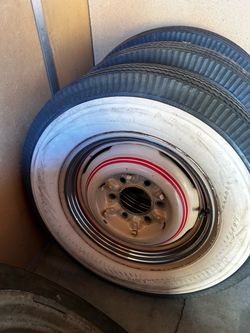 Vintage 16" 6 Lug Steel Wheels Firestone 6.00-16 Wide Whitewall Tires Chevy Truck