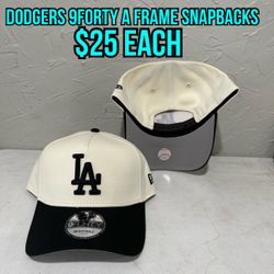 MLB New Era Los Angeles Dodgers Off White Black Brim 9forty A Frame SnapBack Hats 