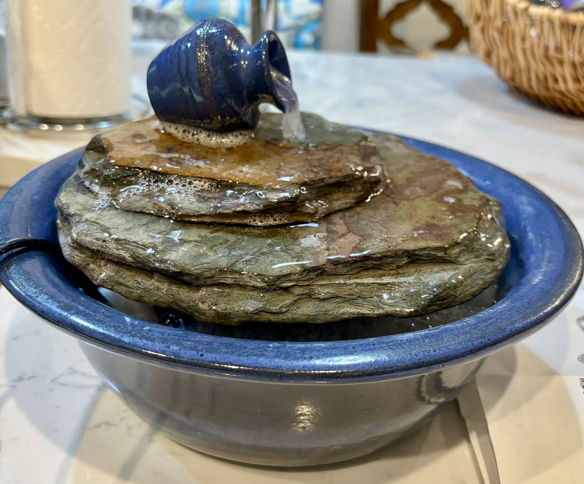 Countertop Blue Ceramic Fountain