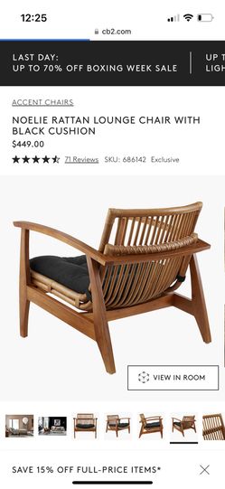 Noelie rattan lounge chair with cushion new arrivals