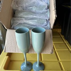 Sage Green Champagne Flutes 