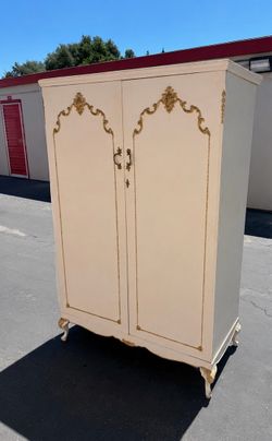 Vintage MAUBARD Hollywood Regency Armoire Wardrobe Closet – Solid Wood