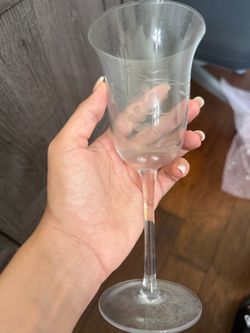 One Etched Wheat Design Retro, Mid Century Modern Water Or Wine Glass
