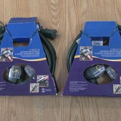 Lot of 2 NEW 12 Feet Locking Receptacle 3-Outlet Heavy Duty Extension Cord