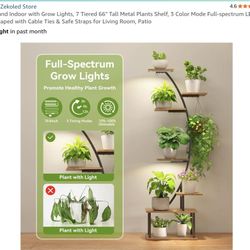 Plant Stand Indoor with Grow Lights, 7 Tiered 66" Tall Metal Plants Shelf, 3 Color Mode Full-spectrum LED, Half-Moon Shaped with Cable Ties & Safe Str