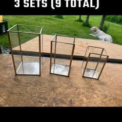 Glass Hurricane Candle Holders 