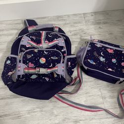 Glow-in-the-Dark Rainbow Heart Galaxy Mackenzie Large Backpack and lunchbox 
